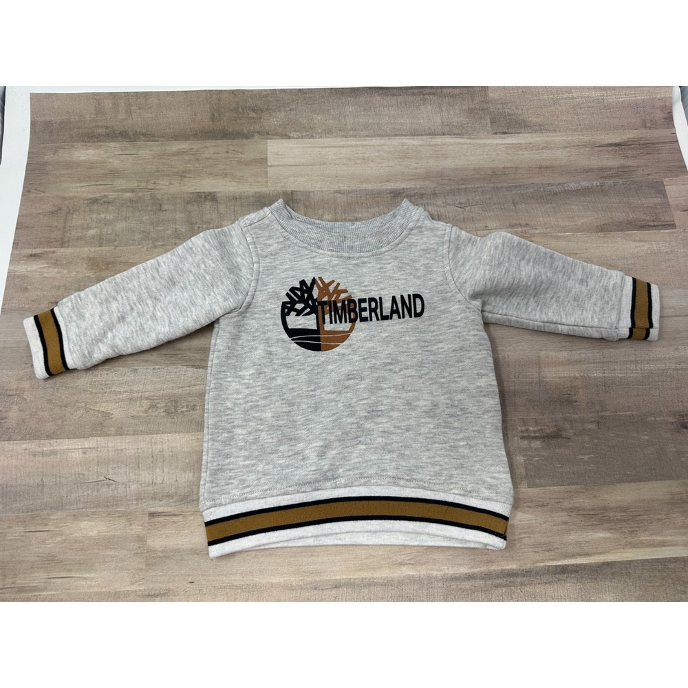 Timberland Crew neck Baby Sweatshirt 6-9. months Gray /‎ Brown EUC